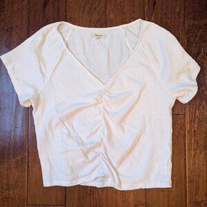 Madewell Knit Lightspun Ruched-Front Crop Top, Womens Medium, White